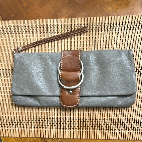 NINO BOSSI GENUINE LEATHER CLUTCH BAG GREY SIZE S - Picture 1 of 13